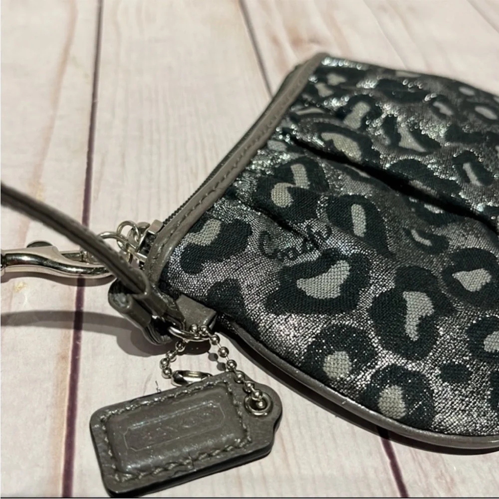 Coach Animal Print Clutch Wristlet Gray Black